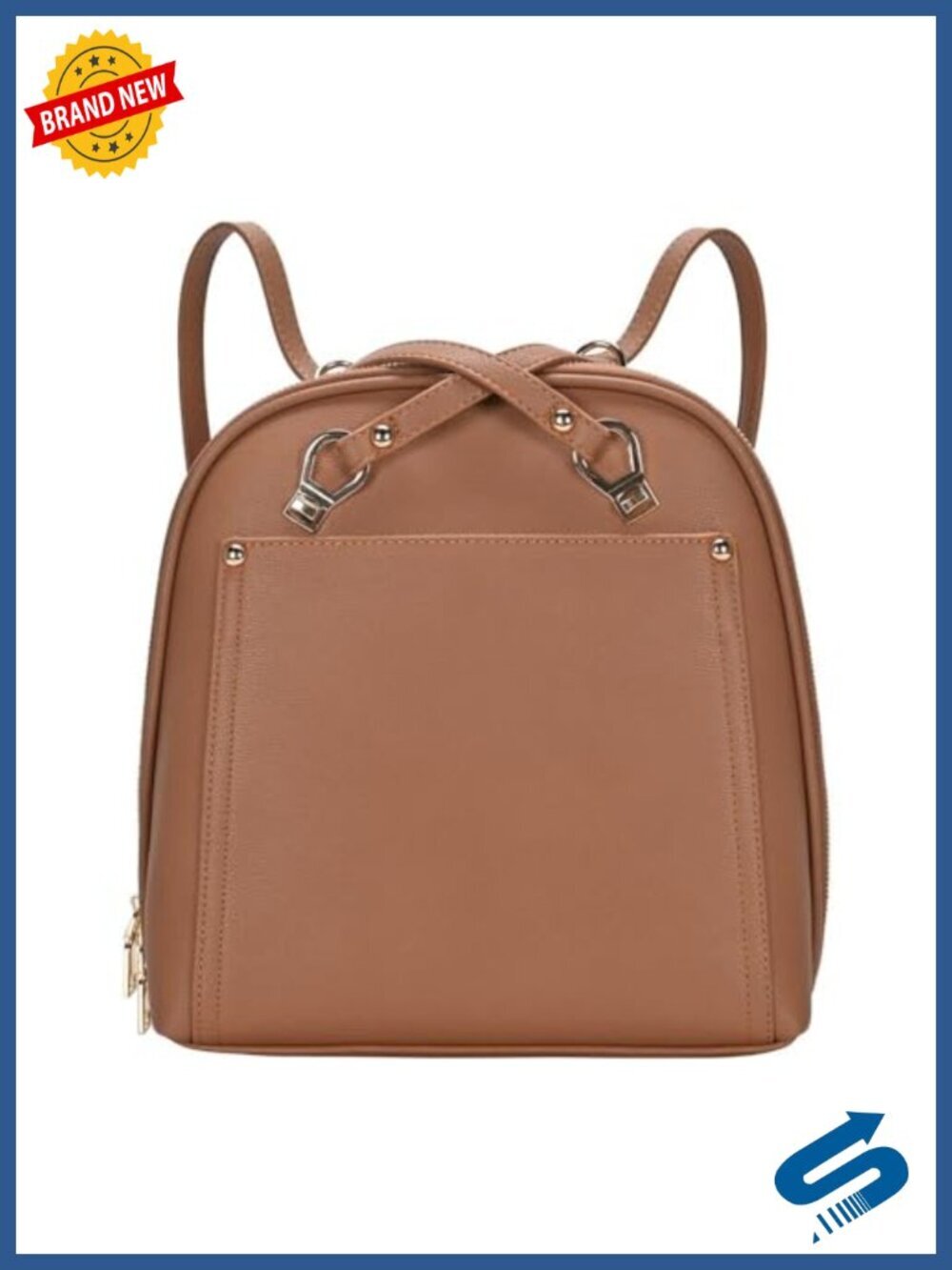 Vegan Leather Convertible Backpack Purse with Gold Hardware